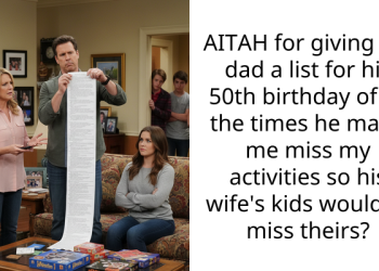 AITAH for giving my dad a list for his 50th birthday of all the times he made me miss my activities so his wife’s kids wouldn’t miss theirs?