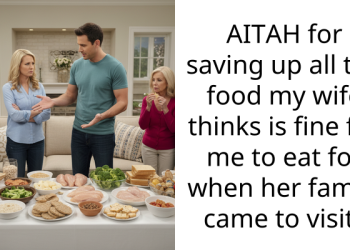 AITAH for saving up all the food my wife thinks is fine for me to eat for when her family came to visit?