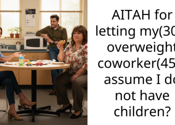 AITAH for letting my(30F) overweight coworker(45F) a*sume I do not have children?