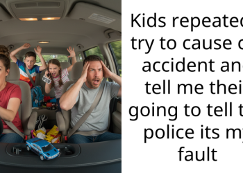 Kids repeatedly try to cause car accident and tell me their going to tell the police its my fault