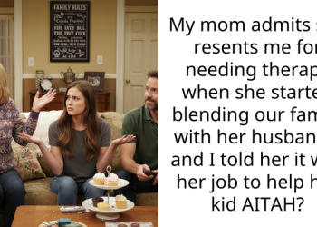My mom admits she resents me for needing therapy when she started blending our family with her husband’s and I told her it was her job to help her kid AITAH?