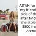 AITAH for leaving my friend on the side of the road after finding out she stole nearly $800 from my account?