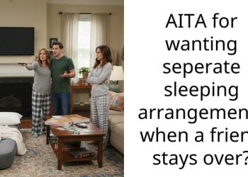 AITA for wanting seperate sleeping arrangements when a friend stays over?