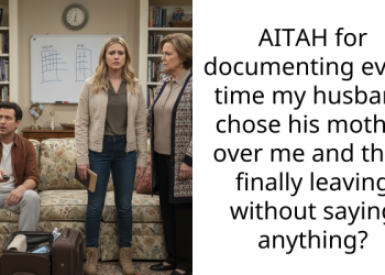AITAH for documenting every time my husband chose his mother over me and then finally leaving without saying anything?