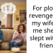 For plotting revenge when my wife told me she just slept with her friends