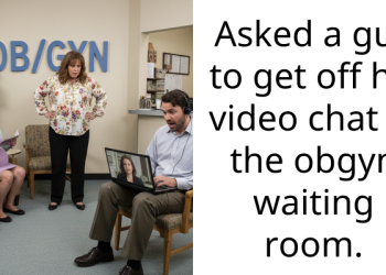 Asked a guy to get off his video chat in the obgyn waiting room.