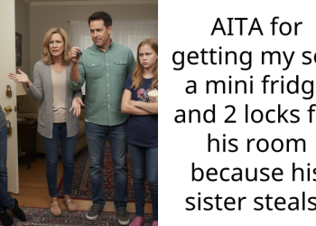 AITA for getting my son a mini fridge and 2 locks for his room because his sister steals?