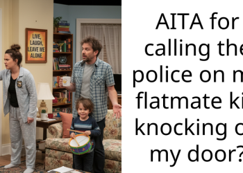 AITA for calling the police on my flatmate kid knocking on my door?