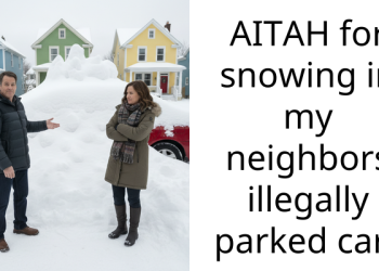 AITAH for snowing in my neighbors illegally parked car?