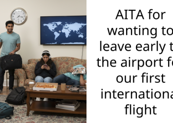 AITA for wanting to leave early to the airport for our first international flight