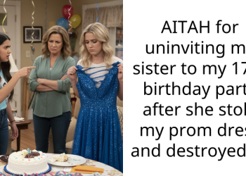 AITAH for uninviting my sister to my 17th birthday party after she stole my prom dress and destroyed it?