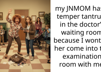 my JNMOM has a temper tantrum in the doctor’s waiting room because I wont let her come into the examination room with me.