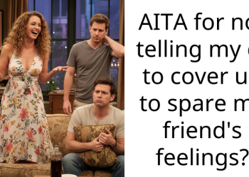 AITA for not telling my gf to cover up to spare my friend’s feelings?