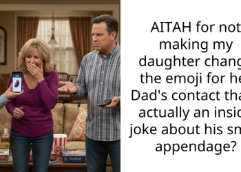AITAH for not making my daughter change the emoji for her Dad’s contact that’s actually an inside joke about his small appendage?