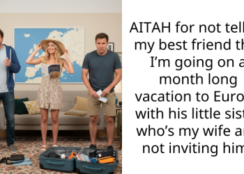AITAH for not telling my best friend that I’m going on a month long vacation to Europe with his little sister who’s my wife and not inviting him?