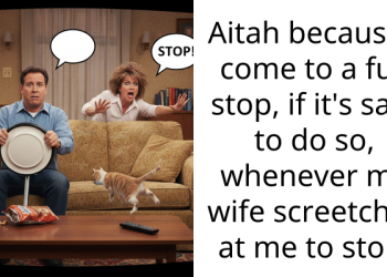 Aitah because I come to a full stop, if it’s safe to do so, whenever my wife screetches at me to stop.