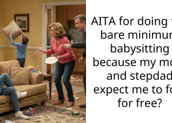 AITA for doing the bare minimum babysitting because my mom and stepdad expect me to fo it for free?