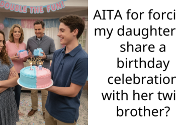 AITA for forcing my daughter to share a birthday celebration with her twin brother?