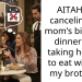AITAH for canceling my mom’s birthday dinner and taking her out to eat without my brothers?