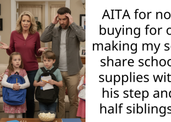AITA for not buying for or making my son share school supplies with his step and half siblings?