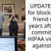 UPDATE: AITA for blocking my friend of 10 years after she committed a HIPAA v***ation against me?