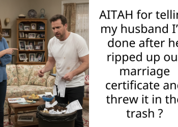 AITAH for telling my husband I’m done after he ripped up our marriage certificate and threw it in the trash ?