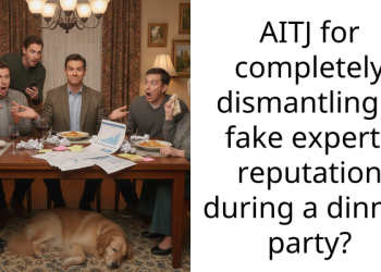 AITJ for completely dismantling a fake experts reputation during a dinner party?