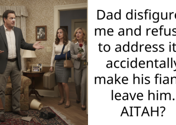 Dad disfigured me and refuses to address it- i accidentally make his fiancé leave him. AITAH?