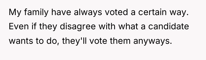 My family have always voted a certain way. Even if...