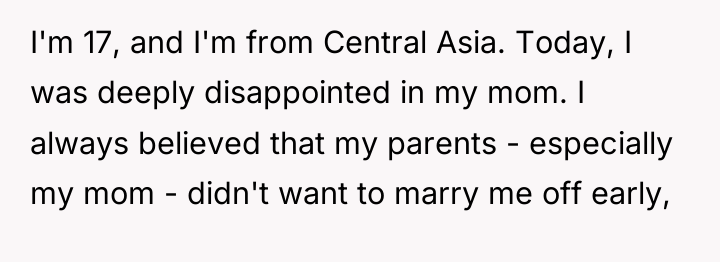 I'm 17, and I'm from Central Asia. Today, I was...