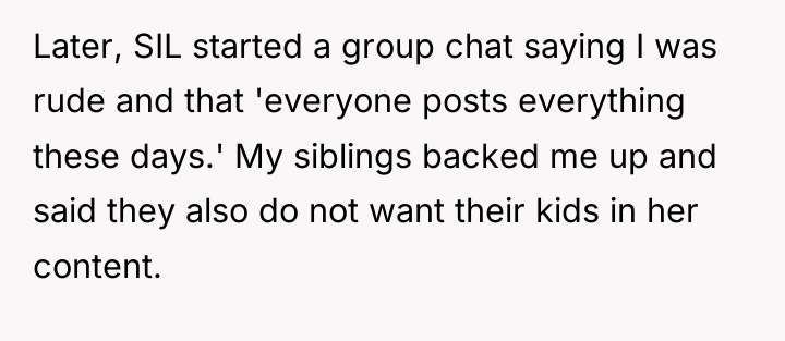 Later, SIL started a group chat saying I was rude...