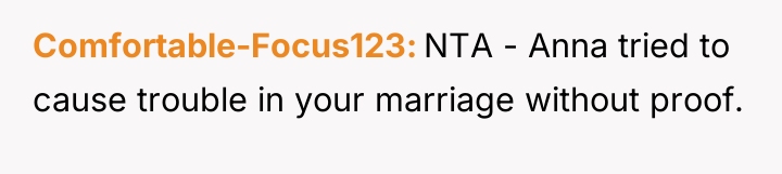 Comfortable-Focus123 NTA - Anna tried to cause trouble in your...