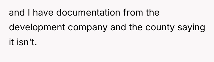 and I have documentation from the development company and the...