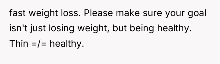 fast weight loss. Please make sure your goal isn't just...