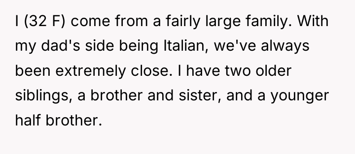 I (32 F) come from a fairly large family. With...