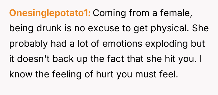 Onesinglepotato1 Coming from a female, being drunk is no excuse...