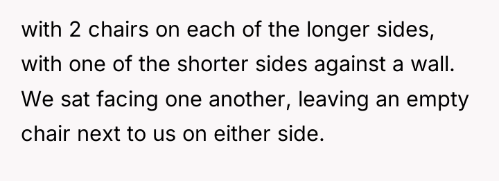 with 2 chairs on each of the longer sides, with...