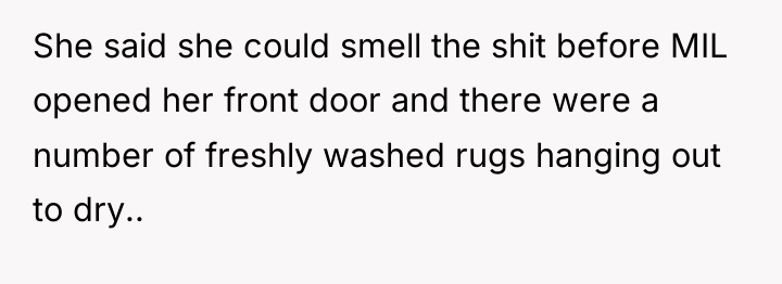 She said she could smell the shit before MIL opened...