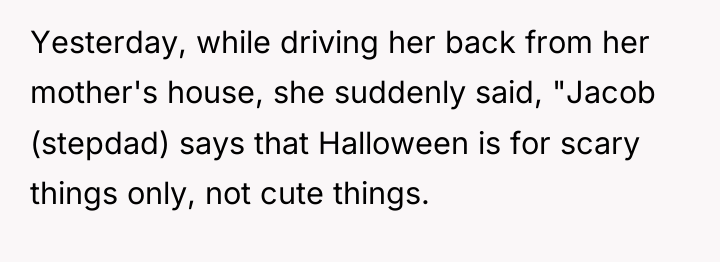 Yesterday, while driving her back from her mother's house, she...