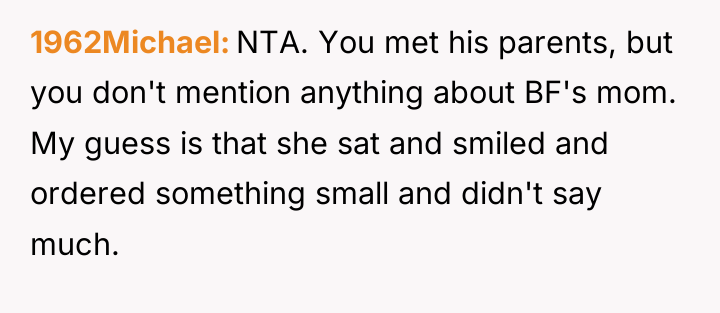 1962Michael NTA. You met his parents, but you don't mention...