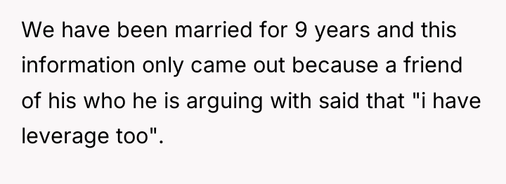 We have been married for 9 years and this information...