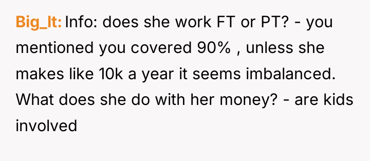 Big_lt Info: does she work FT or PT? - you...