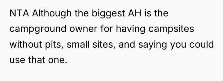 NTA Although the biggest AH is the campground owner for...