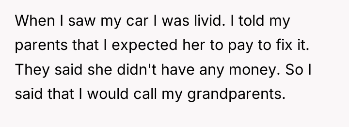 When I saw my car I was livid. I told...