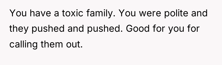 You have a toxic family. You were polite and they...