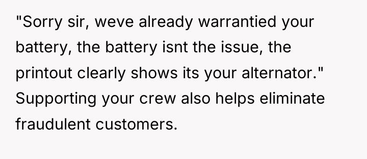 "Sorry sir, weve already warrantied your battery, the battery isnt...