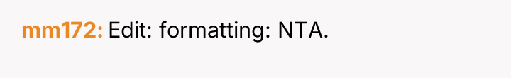 mm172 Edit: formatting: NTA.