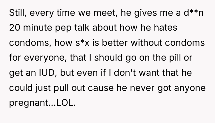 Still, every time we meet, he gives me a d**n...