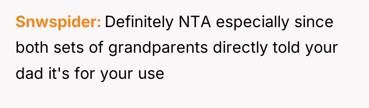 Snwspider Definitely NTA especially since both sets of grandparents directly...