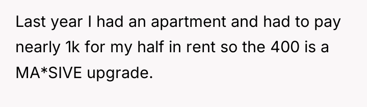 Last year I had an apartment and had to pay...
